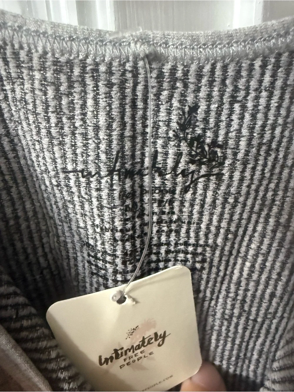 Free People Gray Ribbed V-Neck Cami